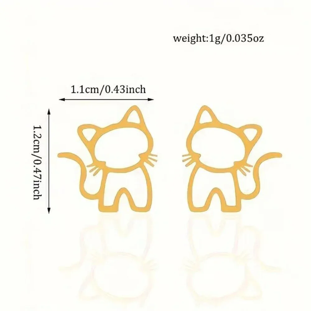 Gold Stainless Steel KITTY CAT Stud Earrings - Picture 3 of 3